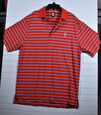 #ad FootJoy FJ Golf Polo Short Sleeve Shirt Mens Red White Blue Stripe Size M Logo $9.99