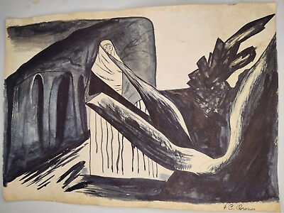 #ad #ad Jose Clemente Orozco Painting Drawing Vintage Sketch Paper Signed Stamped $249.98