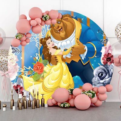 #ad Round Beauty amp; The Beast Birthday Photo Backdrop Party Background Studio Decor $35.69