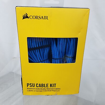 #ad Corsair Individually Sleeved PSU Cables Starter Kit Type 4 Gen 4 Blue Black $49.88