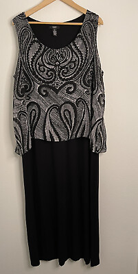 #ad Alfani Women#x27;s Sleeveless Maxi Dress Black White Plus size 1X $22.98
