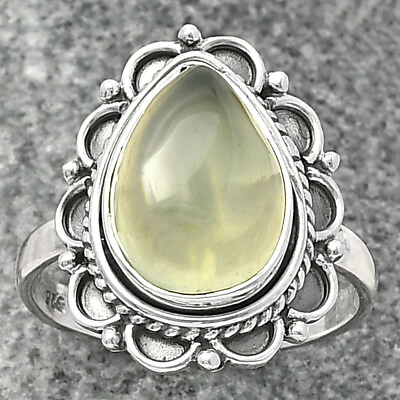 #ad Natural Prehnite 925 Sterling Silver Ring s.8 Jewelry R 1256 $12.49