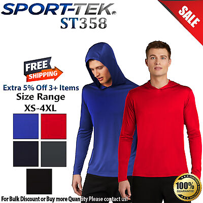 #ad Sport Tek ST358 Mens Long Sleeve Lightweight Competitor Stylish Hooded Pullover $23.18