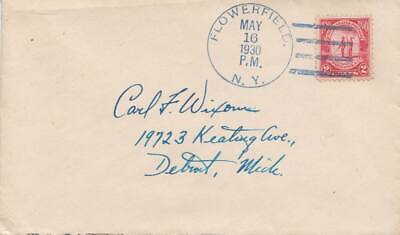 #ad New York Flowerfield 1930 blue 4c bar 1910 1938. $15.00
