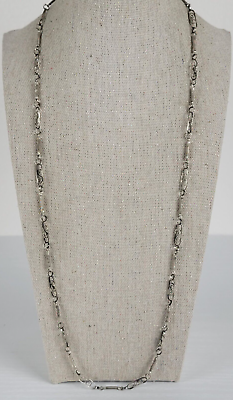 #ad Vintage 925 Sterling Silver Filigree Chain Link Necklace 28 Inch Hook Clasp $90.30