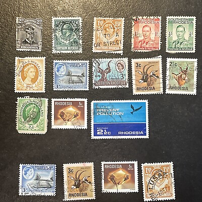 #ad Rhodesia Starter Collection 13 Different Used Stamps Plus Bonus $3.99