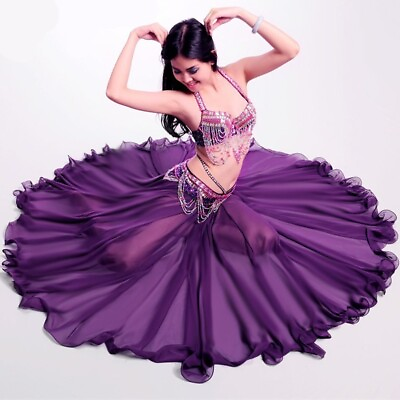 #ad Dance Long Skirt Swing Dress Belly Dance Costume Skirts 360 Full Circle Dress $24.02