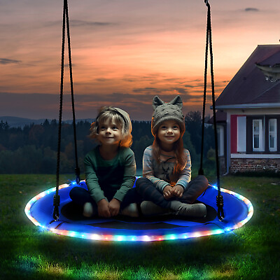 #ad 40” Flying Saucer Tree Swing with LED Lights for Kids Adult Outdoor Saucer Swing $70.77
