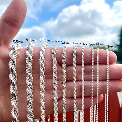 #ad Twisted Rope Chain SOLID 925 Silver Necklace Diamond Cut Men amp; Woman $291.38