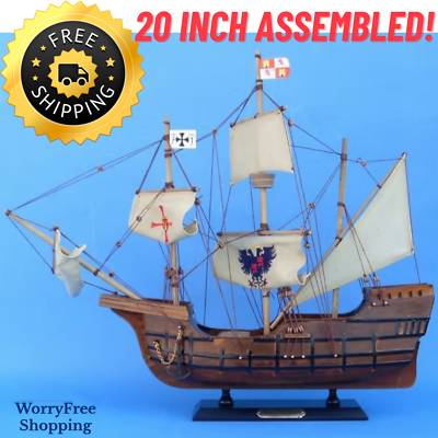 #ad 20 Inch Columbus MODEL SHIP Santa Maria Wood Assembled Display Home Decor Gift $200.00