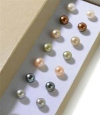 #ad Wholesale Real 7 Pairs 7 8mm Multi Color Freshwater Pearl Silver Stud Earrings $8.09