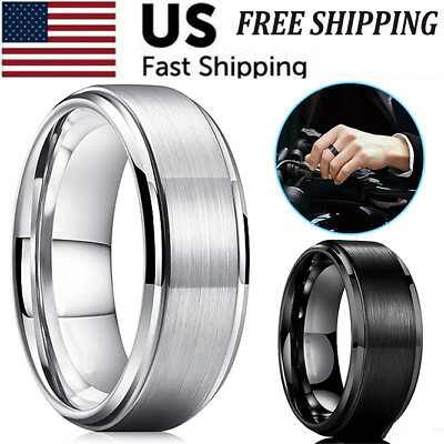 #ad Tungsten Carbide Wedding Band Ring Brushed Silver Mens Jewelry Size 6 13 $0.99