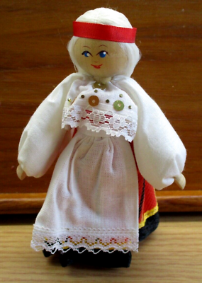 #ad Wooden Doll Estonia Puhalepa Handmade Costume 5.5quot; Folk Art Salmpartner Wood $16.00