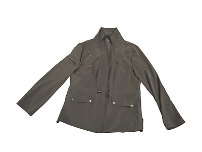 #ad ZENERGY Chicos 1 Jacket Medium Full Zip Windbreaker Chocolate Brown Metal Accent $20.99
