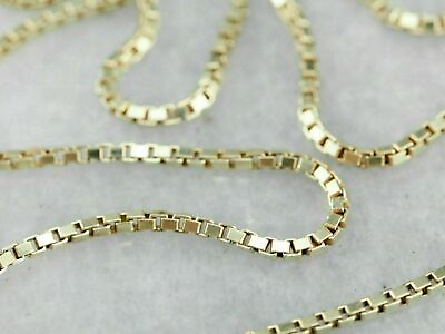 #ad 14K Solid Yellow Gold Box Chain Necklace Made In Italy $84.99