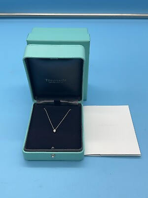 #ad Tiffany amp; Co Platinum Solitaire Diamond Necklace 0.17ctw $1000.00