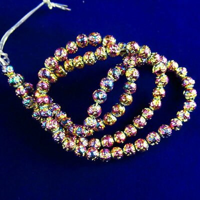 #ad Rainbow Titanium Crystal Agate Druzy Quartz Geode Ball Loose Bead 15.5quot; YJ195TZ $9.12
