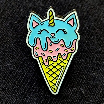 #ad Colorful Unicorn Kitty Ice Cream Cone Pin $5.00