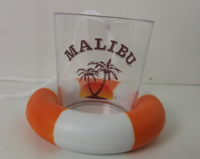 #ad Malibu Shot Glass Necklace Life Preserve Ring Caribbean Rum Beach Party Novelty $7.99