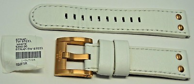 #ad NEW TW Steel White Leather Strap w Buckle Stock #A120 22mm $185.00