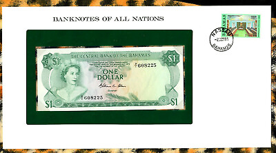 #ad Banknotes of All Nations Bahamas 1 dollar 1974 UNC P 35b Prefix P 1 Allen $30.46