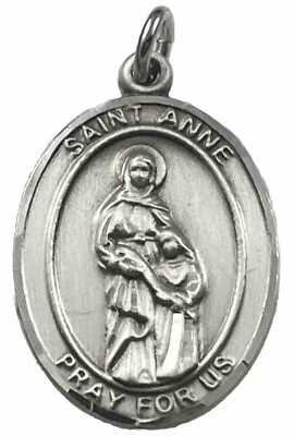 #ad Vintage Catholic Sterling Silver St Anne Medal 2.9 Grams Silver $29.99