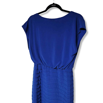 #ad Adrianna Papell elegant blue sheath dress knee length stain dinner party 2 $33.26