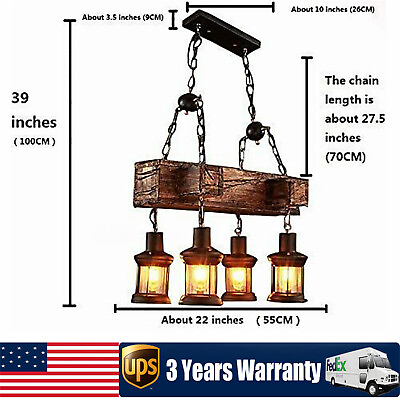 #ad #ad Rustic Chandelier Pendant Lighting Fixture Wooden Ceiling LED Light Hanging Lamp $78.56