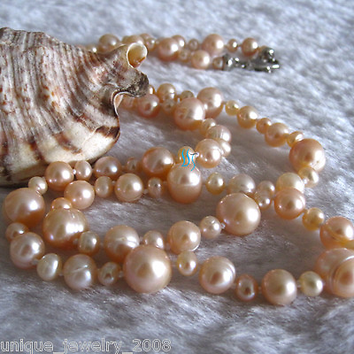 #ad 24quot; 4 10mm Peach Pink Freshwater Pearl Necklace Strand Jewelry $15.60