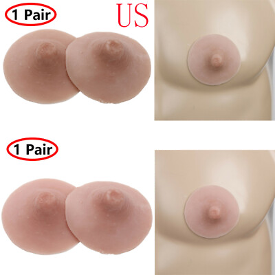 #ad US 1Pairs Non stick Washable Reusable Silicone Fake Nipples Breast Bra Cosplay $6.50
