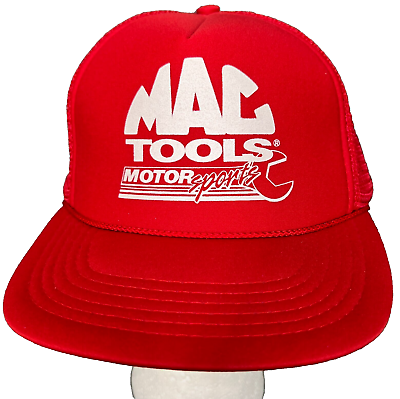 #ad Vtg MAC TOOLS Motor Sports Trucker Cap NASCAR Racing Mesh Snapback Hat Rope Red $14.99