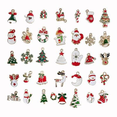 #ad 30 Pcs Christmas Charms for Jewelry Making Cute Christmas Charms Pendants M... $18.64