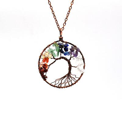 #ad US Seven Chakra Tree of Life Healing Energy Pendant Crystal Meditation Necklace $8.09