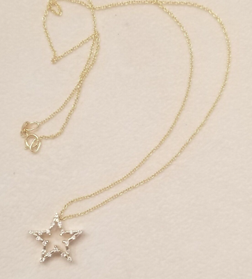 #ad Diamond Star Shaped Pendant Necklace 3.94 grams 14K Yellow Gold 18 inches $349.95