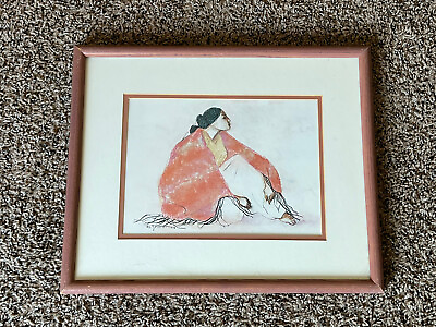 #ad RC Gorman Mother Lithograph Print Signed Matted Framed 1978 $159.99