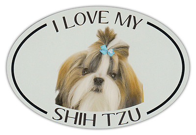 #ad Oval Dog Breed Picture Car Magnet I Love My Shih Tzu Bumper Sticker Decal $7.49