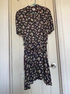 #ad Kwai Made in USA Vintage Women’s Size 10 80’s Floral Dress With Matching Belt $42.00