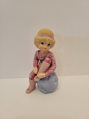 #ad Vintage 1984 STAR DANCER Ballerina Ceramic Figurine Blonde Girl Pink Enesco $19.95