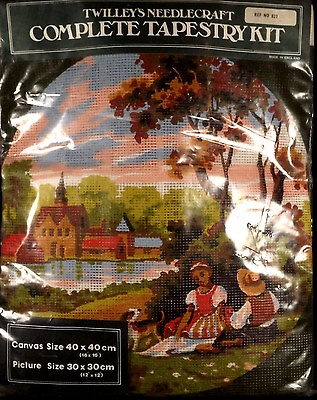 #ad Twilleys Needlecraft Tapestry Kit 821 Young Couple Church Round Scene 16 x16 in $48.99
