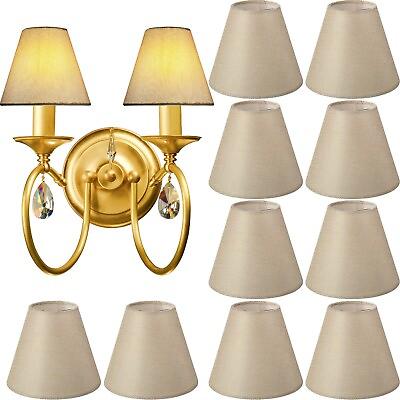 #ad Set of 10 Small Lamp Shade Chandelier Shades Burlap Clip on Lamp Shade 3quot; x 6... $69.90