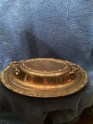 #ad Vintage Oval Silver Plated Vegetable Dish With Cover Newport 12 Inches Long $19.95