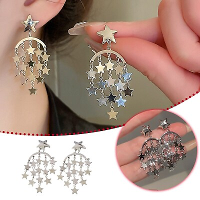 #ad Star Tassel Earrings Female Sweet Cool Earrings Star Earrings Design Ear Side $5.57