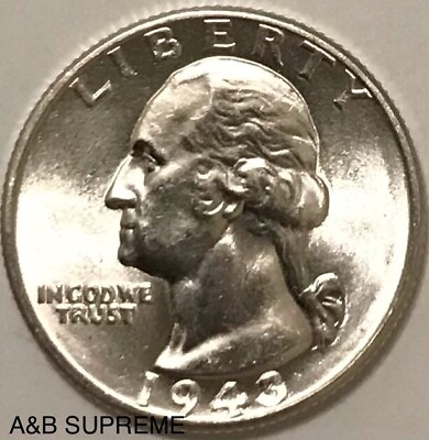 #ad 1943 Washington Quarter Gem Bu Uncirculated 90% Silver $19.89