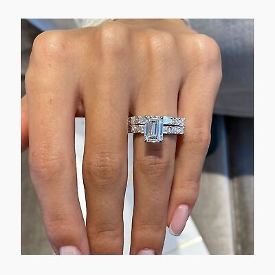 #ad Diamond Ring And Band Set Emerald Cut VS1 F IGI Certified 5.5 Carat Platinum $8259.99
