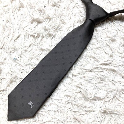 #ad Burberry Black Label Tie Silk Black Japan made Dark Gray Men Accessory Used $96.00