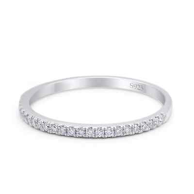 #ad Half Eternity Band Wedding Engagement Round Ring CZ 925 Sterling Silver 2mm $13.49