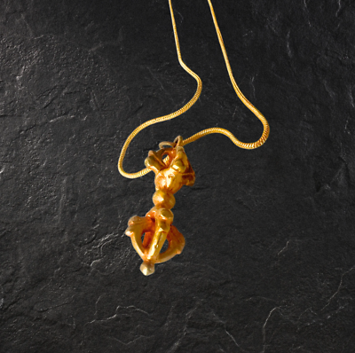 #ad dainty dourje tibetan lightning bolt 22k gold pendant necklace 13quot; $26.99