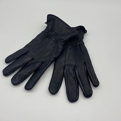 #ad Womens Black Lambskin Leather Gloves one size $18.64