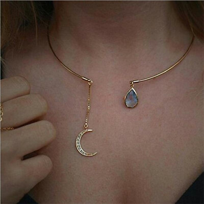 #ad 925 Silver Women Moon Cubic Zirconia Pendants Necklace Engagement Jewelry Gifts C $3.33