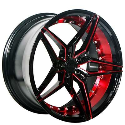 #ad 20quot; AC WHEELS AC01 GLOSS BLACK RED INNER EXTREME CONCAVE RIMS $1199.00